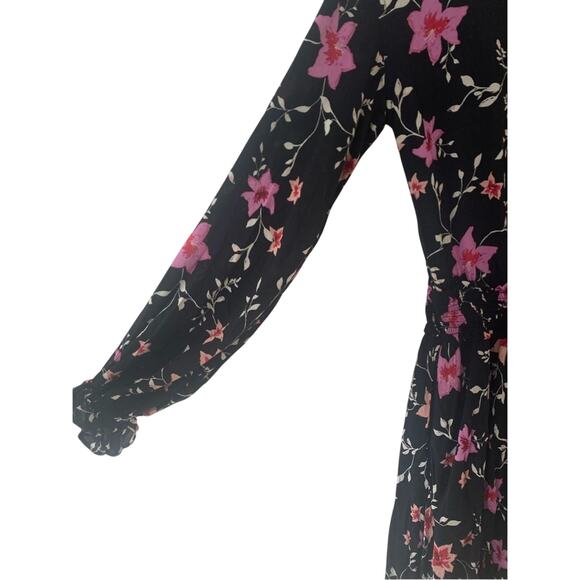 Free People Lighten Up Pink Floral Mini Dress in Black Combo Size X-Small Boho - Picture 6 of 9